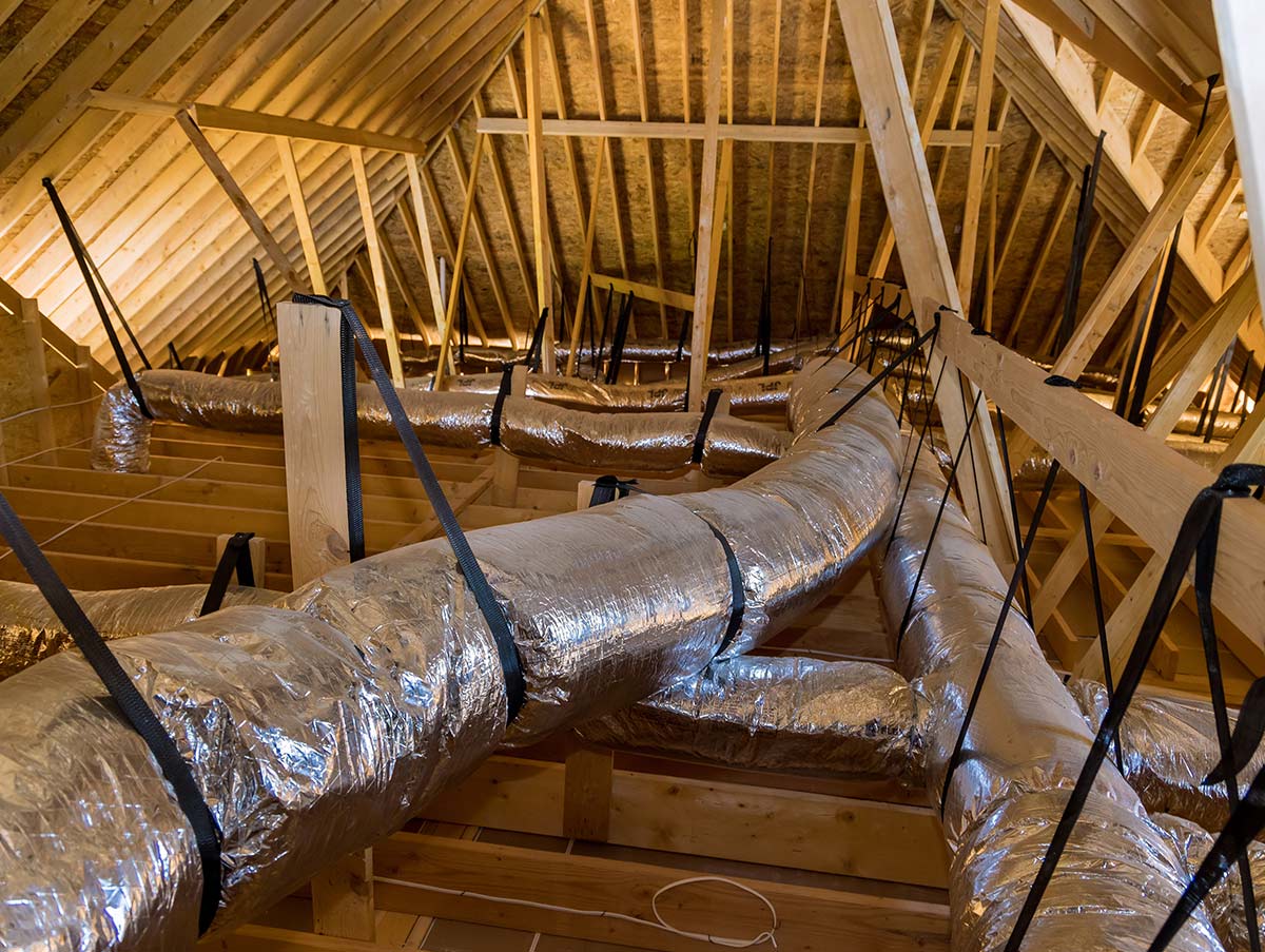 New duct work rests in the attic - Ductwork Repair and Installation In Bardstown, KY | Above All Mechanical