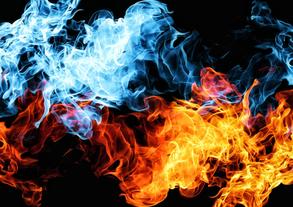 Blue and red fire background