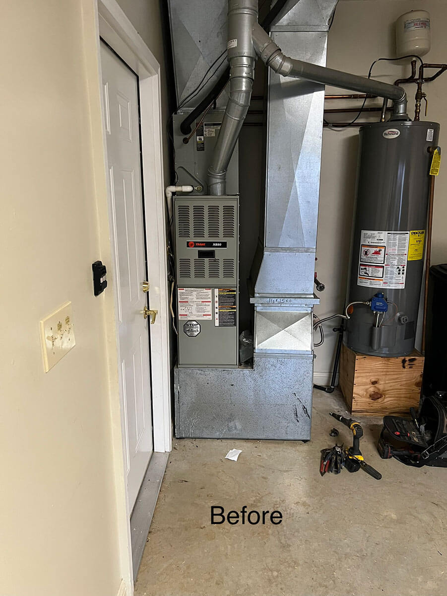 HVAC system before in garage - above all mechanical - bardstown ky
